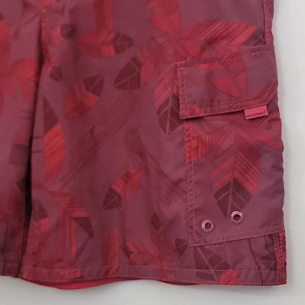 Mossimo Red & Wine Hawaiian Print Shorts 38 - Picture 3 of 13